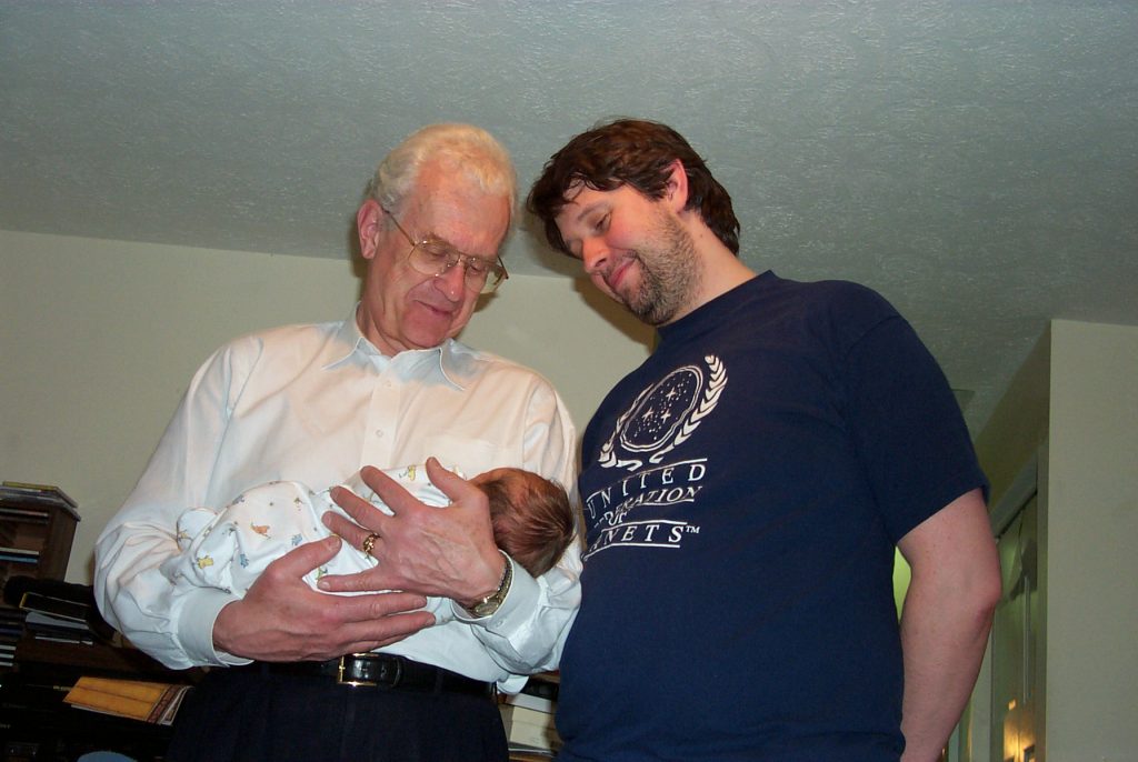 Jenya (5 days old), Dad & Grandpa Dale