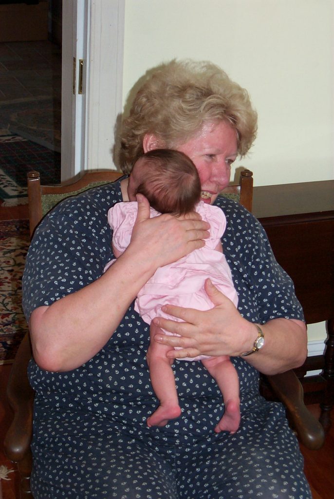 Grandma Bonnie holding Jenya, 1 month old